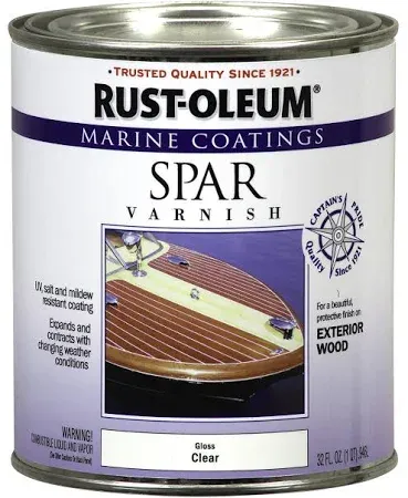 Rust-Oleum 207008 Marine Spar Varnish, Quart, Gloss Clear