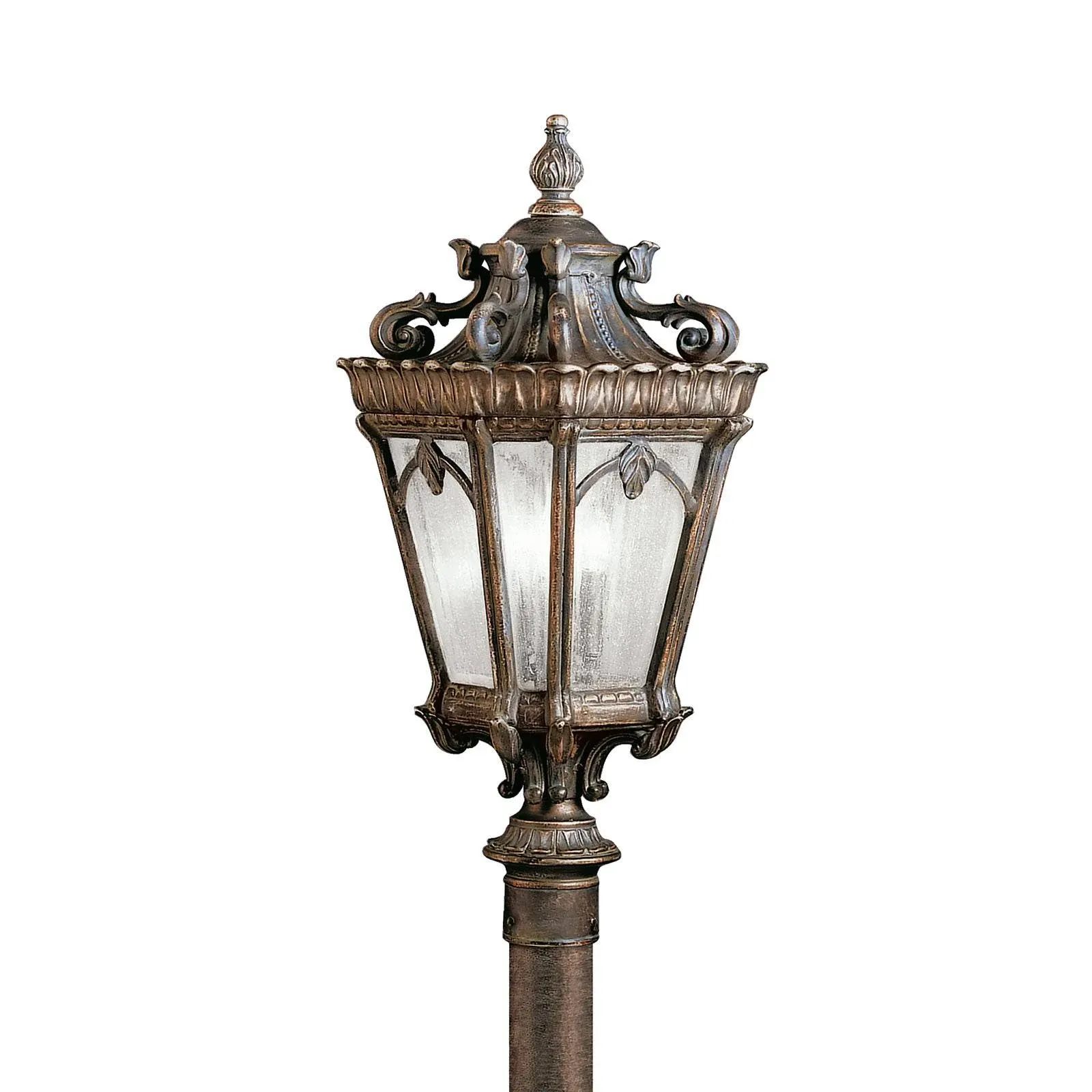 Kichler Tournai 27" 3 Light Outdoor Post Light with Clear Seeded Glass in Londonderry