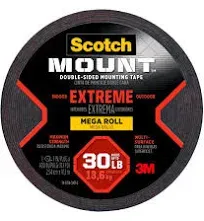 Scotch Extreme Mounting Tape, 1" x 11.1 yds, Black