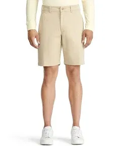 Men&#039;s Izod 42W Stretch Chino Shorts Flat Front Saltwater Relaxed Comfort Ivory