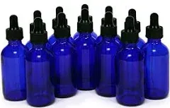 Vivaplex 12 Amber 1 oz Glass Bottles with Glass Eye Droppers