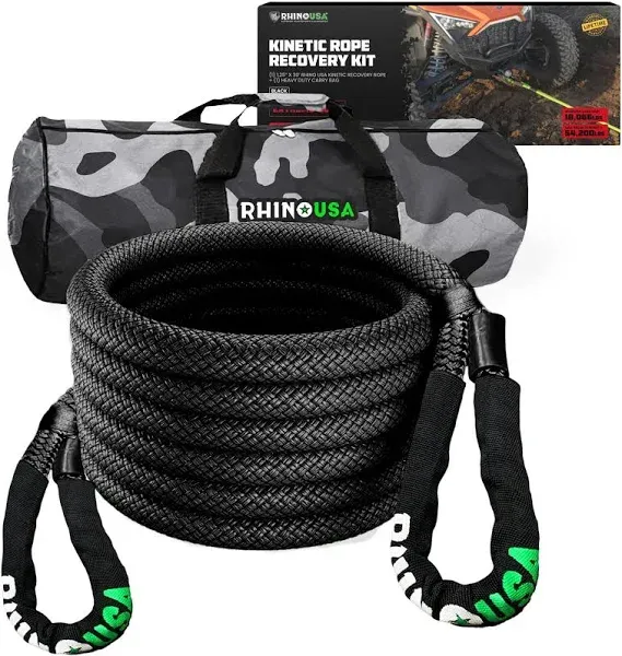 Rhino USA Kinetic Energy Recovery Rope 1.25in x 30ft Black