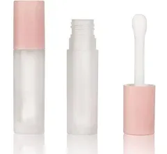 COSIDEA 24 pcs Empty 5ml big brush lip gloss tube White round lipgloss tubes container with big doe foot wand