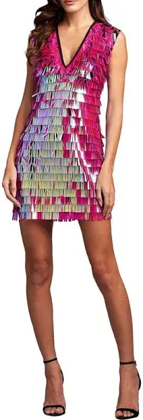 SHO by Tadashi Shoji Fringe Sequin Minidress