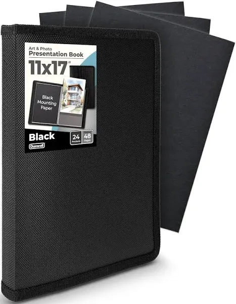 11x17 Art Portfolio Binder with Mounting Paper - (Black) Large Portfolio Fold...