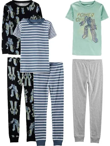 Simple Joys by Carter's Boys' 6-Piece Snug Fit Cotton Pajama Set