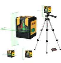 PREXISO Laser Level with Tripod 100Ft Dual Modules Self Leveling Cross Line Laser Level