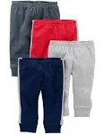 Simple Joys by Carter's Unisex Babies' Cotton Pants, Pack of 4, Dark Blue/Dark Grey/Grey Heather/Red, 18 Months