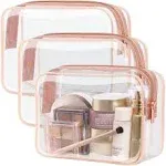 PACKISM Clear Makeup Bag - 3 Pack Beauty Clear Cosmetic Bag TSA Approved Toiletry Bag, Travel Clear Toiletry Bag, Quart Size Bag Carry On Airport