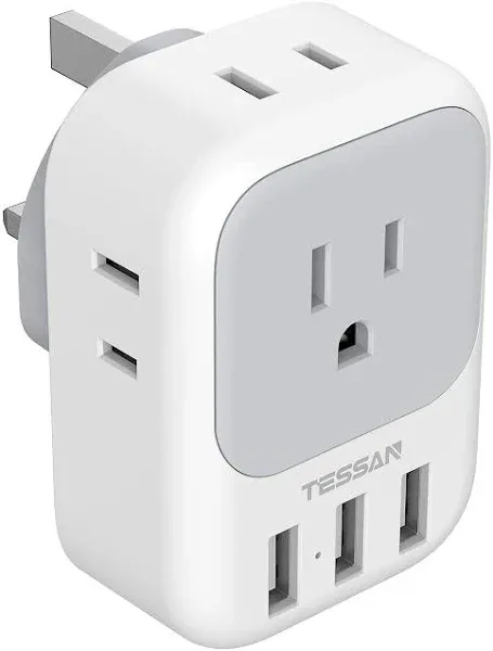 European Travel Plug Adapter, TESSAN International Power Plug with 4 AC Outle...