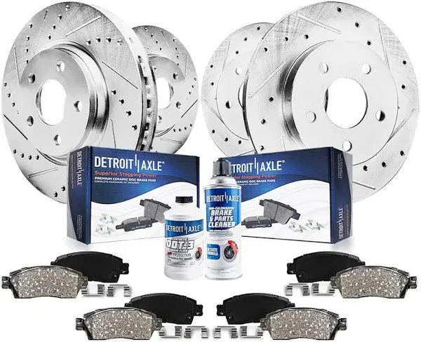 Detroit Axle BK91006608 Front Rear Drilled Brake Rotor Pad for Fusion MKZ Milan Mazda 6