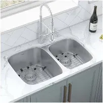 Ruvati RVM4310 Undermount 16 Gauge 32" Kitchen Sink Double Bowl - Contemporary - Kitchen Sinks - by DirectSinks | Houzz