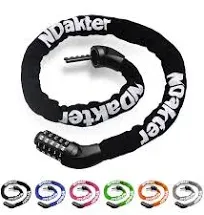 NDakter Bike Chain Lock, 5 Digit Combination Heavy Duty Anti Theft Bicycle Chain Lock, 3.2/4.27/5Ft Long Security Resettable Bike Locks for Bike, Bicycle, Scooter, Motorcycle, Door, Gate, Fence