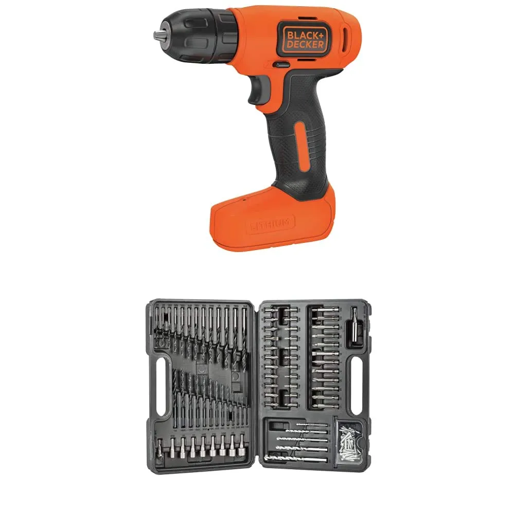 BLACK+DECKER 8V MAX Cordless Drill/Driver (BDCD8C) with BLACK+DECKER BDA91109 Combination Accessory Set, 109-Piece