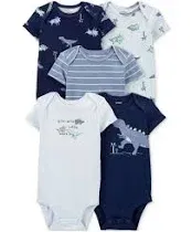 Carter's Baby Boys 5-Pack Dinosaur Short-Sleeve Bodysuits