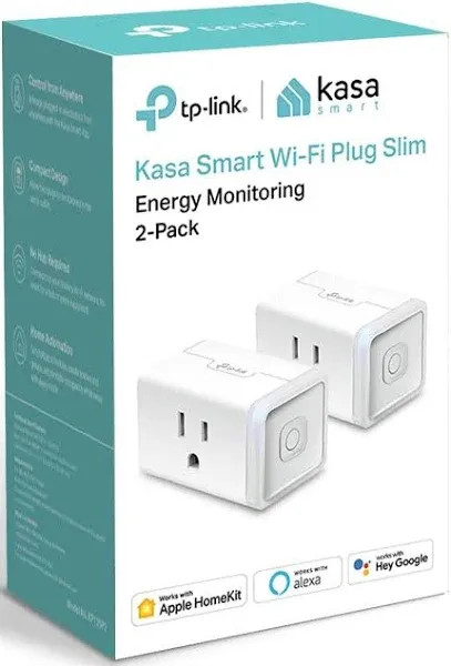 TP-Link Kasa Smart Wifi Plug Slim - for Apple Homekit, Alexa, Google Home - 2ct