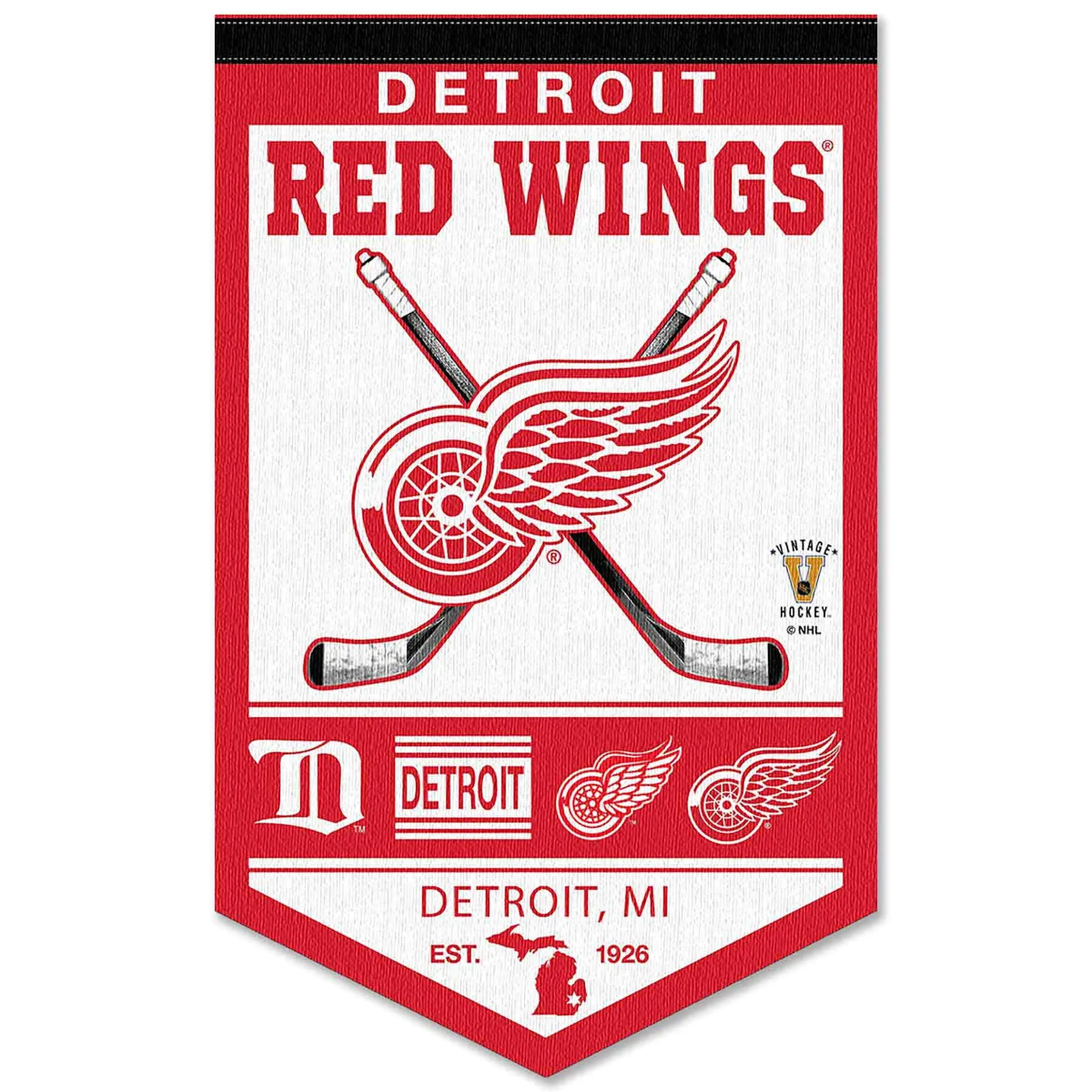 Detroit Red Wings History Heritage Logo Banner Flag