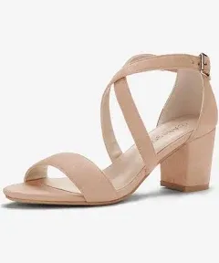 Unique Bargains Allegra K Women Open Toe Cross Strap Mid Block Heel Sandals