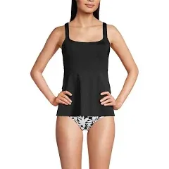 Lands&#039; End Women&#039;s Long Flutter Tankini Top - Large - Black