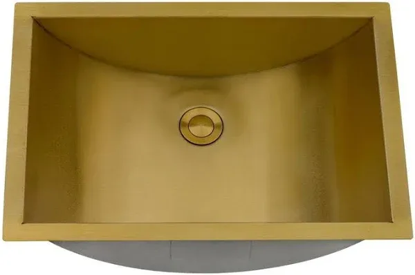 16 x 11 '' Brushed Gold Polished Brass Rectangular Bathroom Sink Undermount