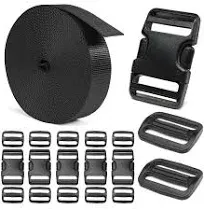 Heavy-Duty Buckles and Strap Set 1-1/2&#034; 6 Yards of Thick Nylon Webbing 6-Pack...