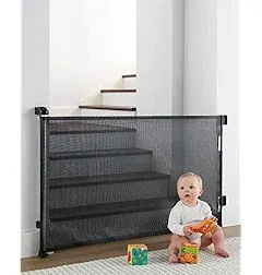 Retractable Baby Gates, Mesh Pet Gate 33" Tall, Extends to 55" Wide, Extra Wide cat Gate for the House, Long Child Safety Gates for Doorways, Hallways, Stair,Dog Gate Indoor/Outdoor,White