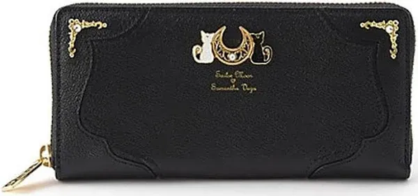 Oakamy 20th Anniversary Bag Purse Wallet Anime Cat Zipper Leather Black 