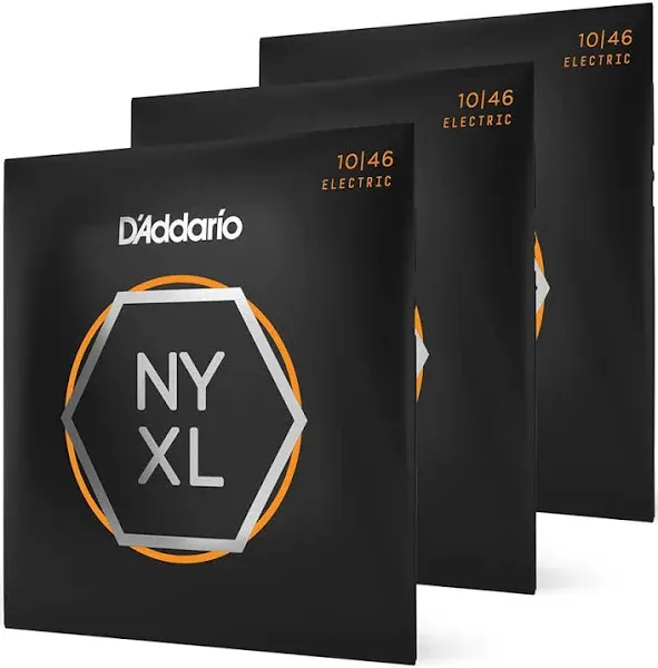 Three sets D&#039;Addario NYXL1046 Electric Guitar Strings;  (3-Pack) gauges 10-46