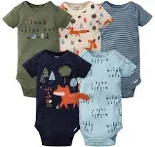 Gerber Baby Boys' 5-Pack Long-Sleeve Fox Onesies Bodysuits