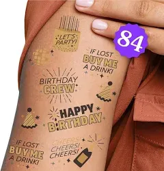 Big Dot of Happiness Happy Birthday Temporary Tattoos