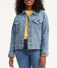 Levi&#039;s Women&#039;s Size Large Ex-Boyfriend Trucker Jacket BLUE New