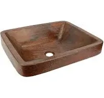 Premier Copper Products 19" Rectangle Skirted Vessel Hammered Copper Sink