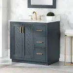 Altair Gazsi 36" Single Bathroom Vanity Set in Classic Blue with Grain White Composite Stone Countertop Without Mirror