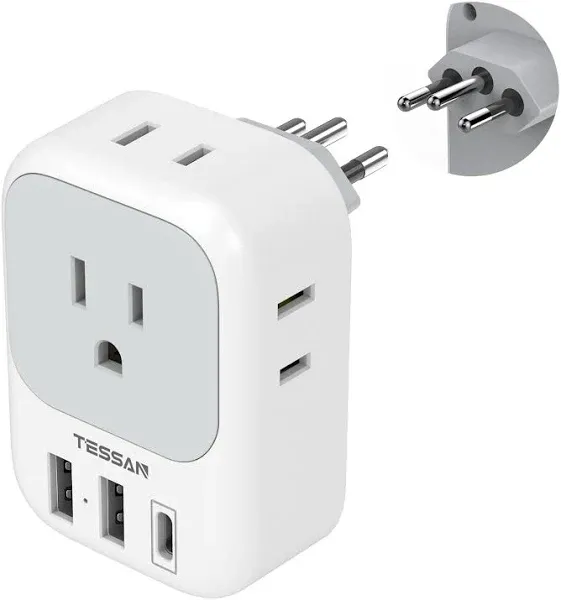 European Travel Plug Adapter USB C, TESSAN International Plug Adapter with 4 AC