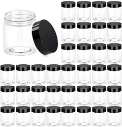 36 Pack 4 OZ Plastic Jars Round Clear Cosmetic Container Jars with White Lids, Eternal Moment Plastic Slime Jars for Lotion, Cream, Ointments, Makeup, Eye shadow, Samples, Potravel Storage