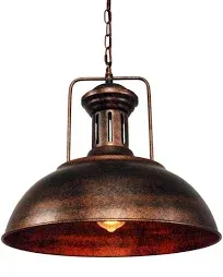 Lingkai Industrial Pendant Light Farmhouse Vintage Hanging Light Fixture Barn Dome Lampshade Ceiling Mount Lamp for Kitchen Island Dining Room