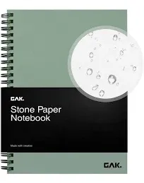 GAK. Stone Paper Waterproof Spiral Notebook, 7.20x10.11, 50 Sheets, Durable Notebook, Eco-Friendly Mineral Stone Paper Notebo