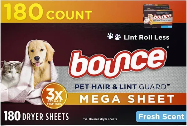 Bounce Pet Hair and Lint Guard Mega Dryer Sheets