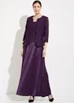 Alex Evenings Women's Lace Mock Two Piece Gown with Jacket Purple Size 10