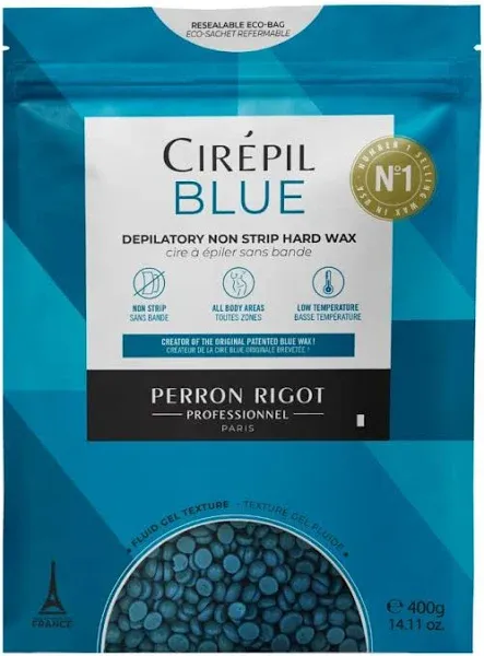 Cirepil Blue 400g Unscented All-Purpose Wax Beads - Perfect for Sensitive Skin, Easy Removal Peel-Off Texture, Fluid Gel, No Strip Needed