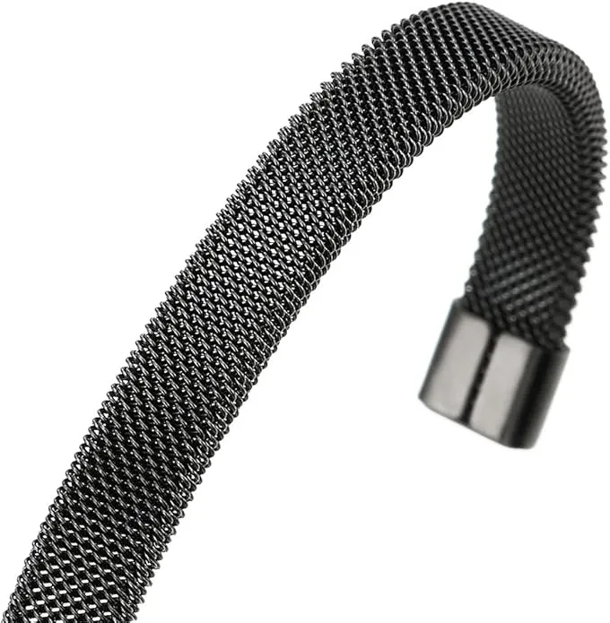 COOLSTEELANDBEYOND Elastic Adjustable Stainless Steel Mesh Cable Bangle Bracelet