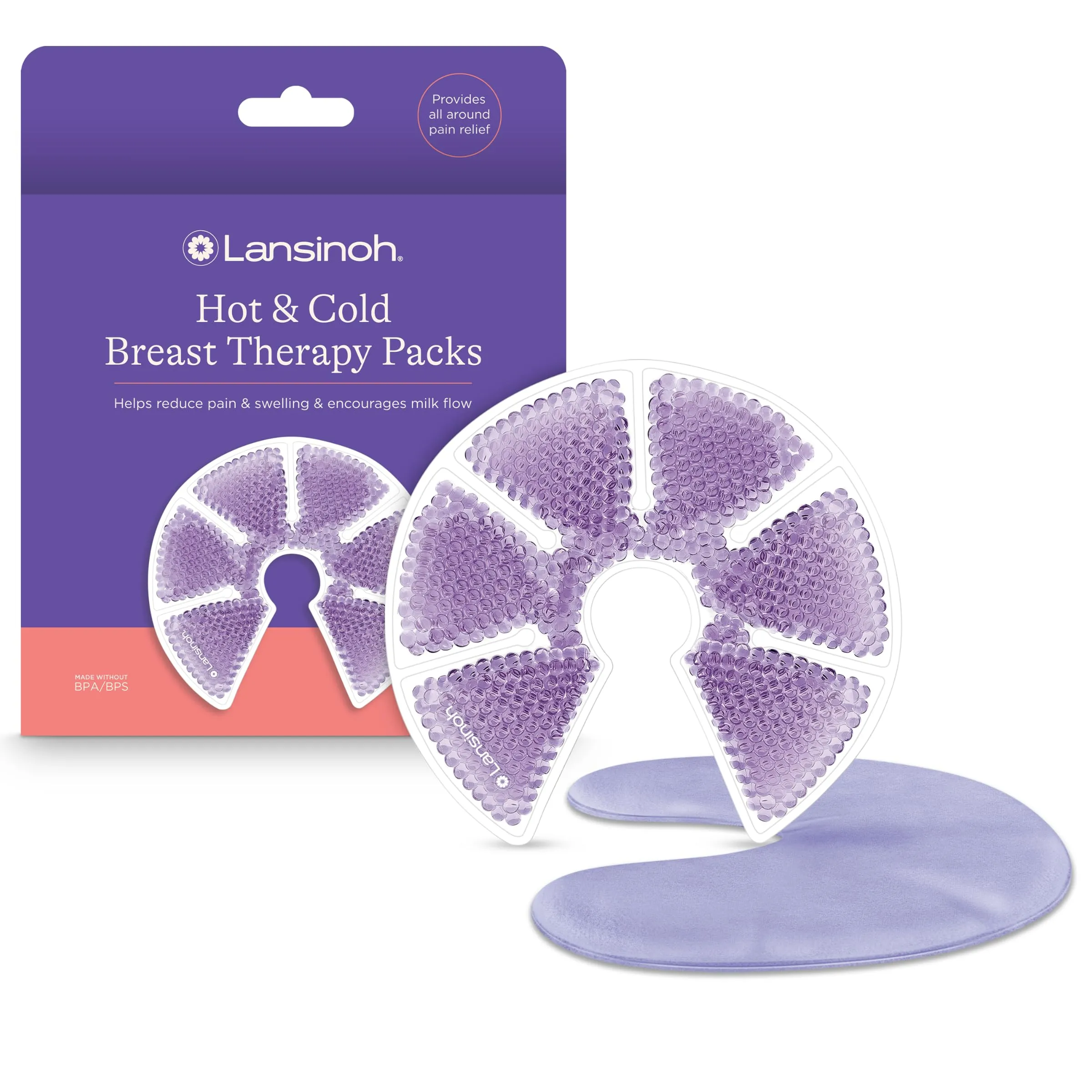 2 packs of Lansinoh -  Hot Cold Breast Therapy Packs- 2 Reusable Packs w/Covers 