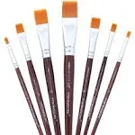 Transon Flat Paint Brush Set 7pcs for Acrylic Watercolor Gouache Oil and Body Painting