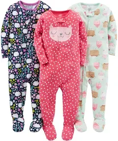 Simple Joys by Carter's Girls' 3-Pack Snug Fit Footed Cotton Pajamas