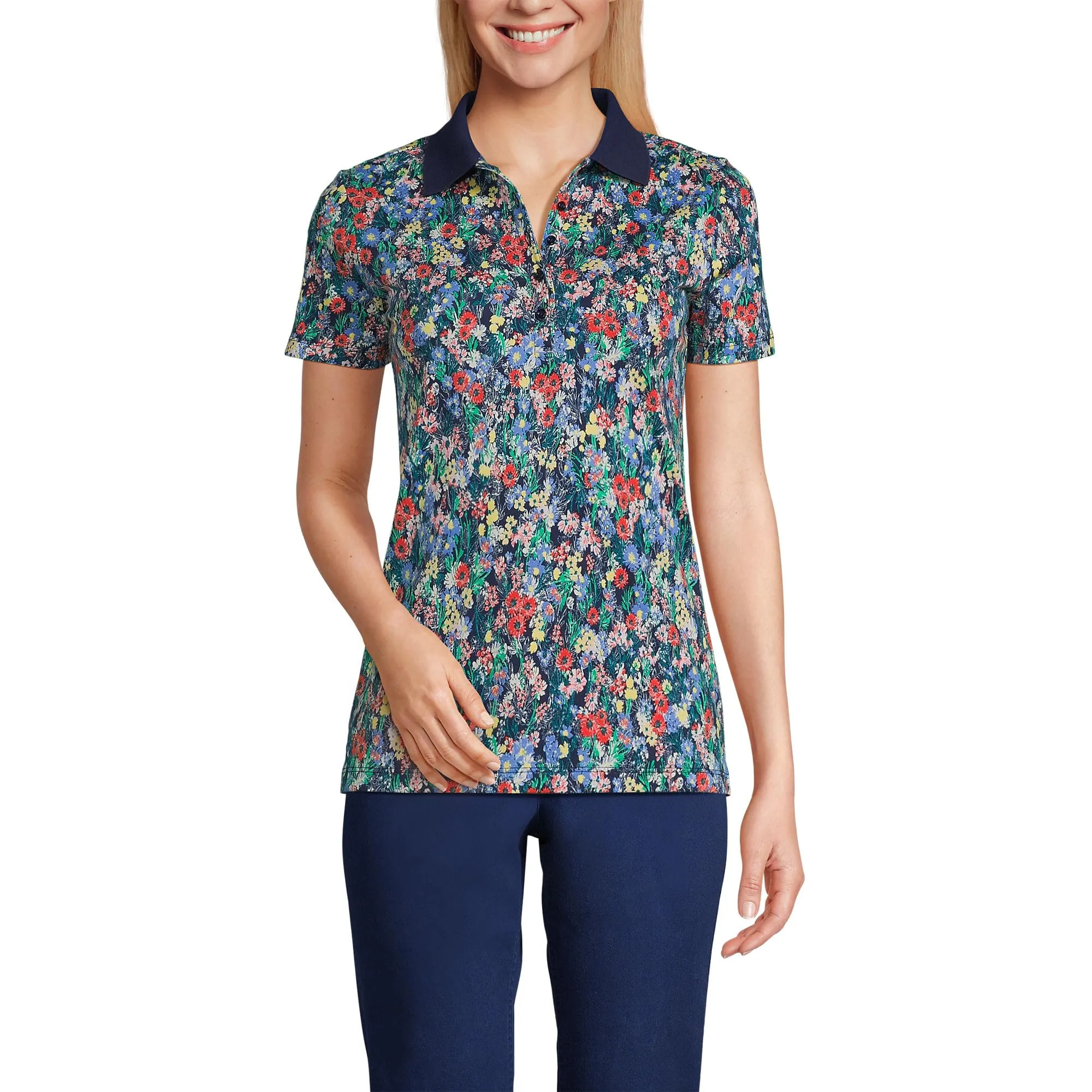 Lands' End Women's Supima Cotton Short Sleeve Polo Shirt