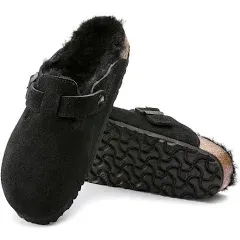 Birkenstock Boston Shearling - Suede (Unisex) Clog Shoes Black/Black Suede : EU 36 (US Women's 5-5.5) Regular