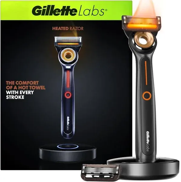 Gillette Labs Heated Razor with 2 Razor Blade Refills &amp;Charging Dock Starter Kit