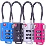 Forge TSA Approved 3 Dig Combination Cable Luggage Locks, Re-settable Combination with Alloy Body