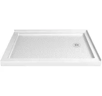 DreamLine Slimline 36"D x 60"W x 2 3/4"H Right Drain Double Threshold Shower Base, White