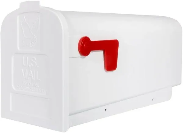 Gibraltar Mailboxes Parsons Classic Plastic Post Mount Mailbox, White